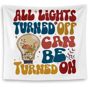 QGFM Inspirational Wall Decor, Trendy Groovy All Lights Turned Off Can Be Turned on Mental Health Tapestry Wall Hanging for Classroom Therapy Office School Counselor Office Decor, 50x60 Inches
