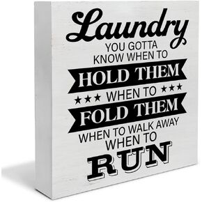 Country Laundry Room Wood Box Sign Decor Desk Sign Laundry You Gotta Know When to Hold Them Wooden Box Block Sign Rustic Home Shelf Wall Decoration