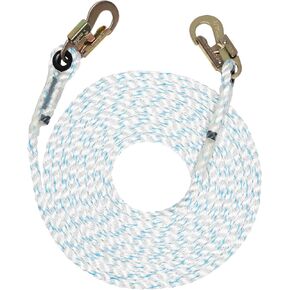 Pelican Rope Vertical Lifeline Rope - 5/8 inch Fall Protection Lanyard - Ladder & Tower Gear - 3 Strand Line with Steel Snap Hook Ends - 200 ft.