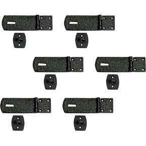 Adonai Hardware Ahian Heavy Duty Antique Cast Iron Safety Locking Hasp and Staple (5" x 1 Pack, Matte Black) for Vintage Pirates Treasure Chest, Trunk, Wooden Jewelry Box, Cases, Furniture and Sheds