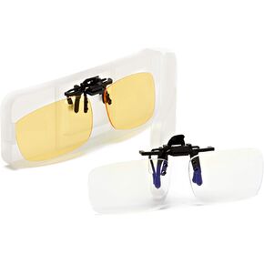 Clip on Blue Light Blocking Lenses Anti Blue Light Filter Computer Gaming Glasses Eye Protection Frames for Unisex (Day & Night, Regular)