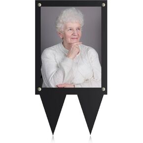 5x7 Grave Waterproof Photo Frame,Decorationfor Cemetery,Memorial Gifts, Sympathy Gift,Pet Photo Frame，Cemetery Decorations (1PC Vertical Black)
