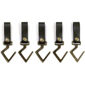 5 PCS PU Leather Hooks, Multifunctional Leather Hangers, S-Type，Black