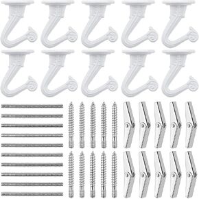 SEISSO 3 Brass Sets Ceiling Hooks for Hanging Plants, Heavy Duty Metal Swag Hook with Hardware and Toggle Wings for Ceiling Installation Cavity Wall Fixing
