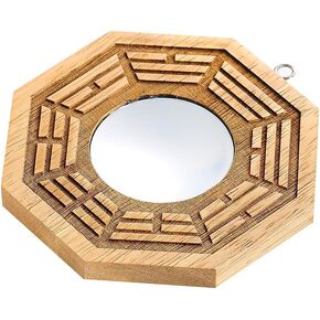 4" wooden Chinese Dent concave Bagua Mirror Blessing House Protection Feng Shui raditional Feng Shui concave, Bagua Mirror for Protection Against Harmful Special