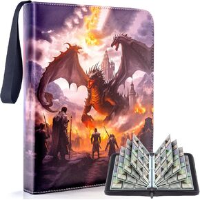 Trading Card Binder for MTG/YGO/PTCG Cards, Holds 900 Cards, Game Collection Card Album, Trading Card Holder with Sleeves, Gifts for Boys/Girls