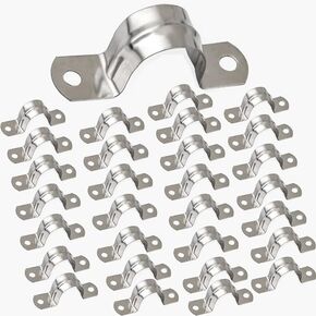 20mm Pipe Strap Clamps, 20 Pcs 304 Stainless Steel Pipe Holder Brackets, Saddle U Shaped Tube Clips for Ducting Plumber Water Pipe