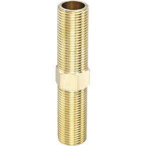 2 Pack Brass Male to Male Nipple Pipe Fitting Extension, Apply to Outdoor/Faucet/Industrial (G1/2 Thread, 70mm Length)