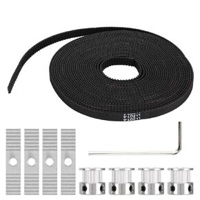 5 Meters GT2 Timing Belt for 3D Printer 2mm Pitch 6mm Wide Rubber Timing Belt with 4Pcs Synchronous Wheel and 1Pcs Wrench for Prusa for MendelMax for Reprap