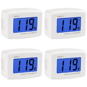 4pcs Flat US Plug AC 80-300V Voltage Measuring Monitor, LCD Digital Voltmeter, AC 110V 220V Voltage Panel Power Line Volt Test Monitor for Household Plug into Outlet to Measure Voltage