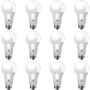 Energetic A19 LED Bulb 60W Equivalent, 3000K Warm White LED Light Bulbs, E26 Standard Base, 750LM, Non-Dimmable, UL Listed, 12 Pack