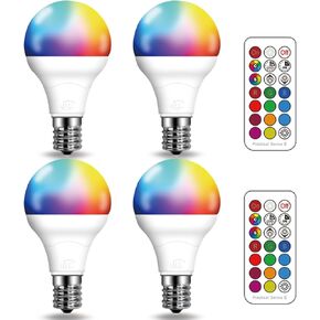 ILC E17 LED Light Bulbs (40w Equivalent) 5W, Color Changing RGB, 5700K Daylight White, 12 Colors 2 Modes Timing with Remote Control (4 Pack)
