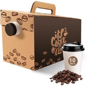 Insulated Coffee To Go Container, 96 oz, Set of 10, Disposable Coffee Dispensers with Handle, for Hot/Cold Bulk Beverages, Take Out Boxes for Parties, Catering, Cafe, Office, Camping