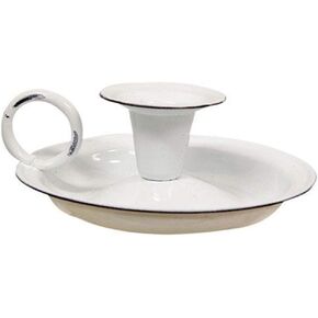 Enamel Taper Candle Holder | White 5 Inch | Vintage Farmhouse style