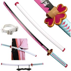 41 inches Demon Slayer Sword Cosplay with Belt Holder Stand, Inosuke Rengoku Tanjirou Giyuu Tomioka Zenitsu Sabito Shinobu (Kanroji Mitsuri) in Saudi Arabia