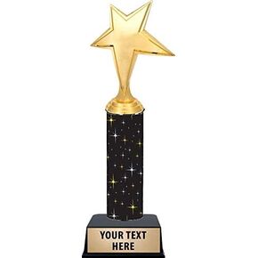 11" Luminary Gold Star Trophies - Black Midnight Luminary Gold Star Trophy Awards Prime