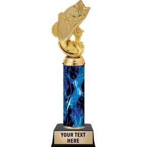 Personalized Fish Trophy, 11" Blue Largemouth Bass Trophy Award, Customize Now Prime
