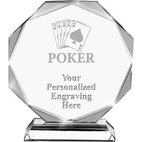Poker Crystal Awards, 6.75" Custom Poker Tournament Award with Engraving Included Prime