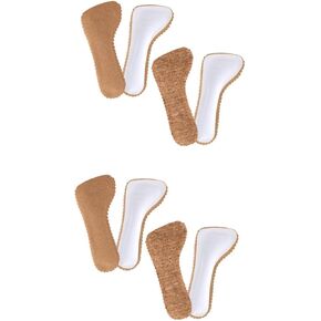 Healeved 4 Pairs Cork Cropped Insole Adhesive Insoles Anti Insoles Shoes Inserts High Heels Insoles Absorption Insoles Cork Shoes Insoles Cork Insoles Men and Women Emulsion Half Size pad