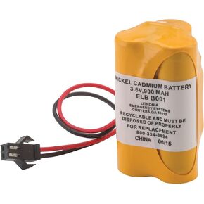 LITHONIA LIGHTING ELB B001 Rechargeable Nickel Cadmium Battery, 3.6 Volts, 900 mAh, Yellow
