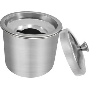 Outdoor Ashtray with Lid for Cigarettes Tabletop Suitable Cigarette Metal Butt Container Stainless Steel Proof Covered Home Table Ashtrays, Blue Gold