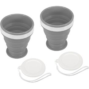 PATIKIL Collapsible Cup, 2 Pack 200mL Travel Folding Cup Silicone Portable Drinking Cup for Camping Hiking Outdoors, Green