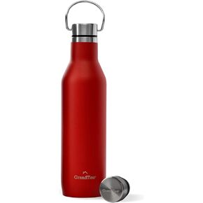 GrandTies Stainless Steel Water Bottles with 2 Lids | Slim Vacuum Insulated Cupholder Flask | Reusable Leak Proof BPA-Free Keep Cold Water bottle for School Gym Travel Sports | 21oz, Cobalt Blue