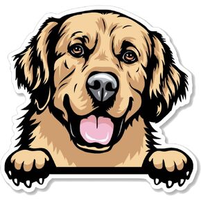 Golden Retriever Peeking Paws Sticker (2 Pack) 4" x 3.5" Golden Retriever Vinyl Decals for Cars, Car Windows, Water Bottles, Phones. Gift for Golden Retriever Owner