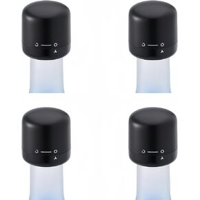 Wine Stoppers for Wine Bottles, Wine Bottle Stopper Set of 4, Leak-Proof Wine Saver with Silicone Plug, 4 Pcs Reusable Wine Cork, Wine Bottle Sealer, Ideal Present for Wine Lovers (Black)