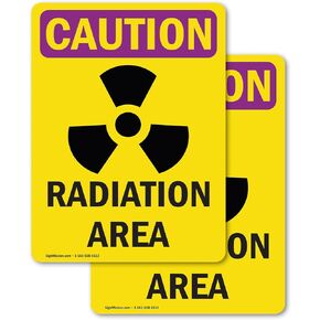 (2 Pack) Radiation Area With Symbol OSHA Caution Radiation Sign 5 Inch X 3.5 Inch Vinyl Label Decal Sticker Weather Resistant, UV Protected for Workplace, Business, Construction Site, Made in the USA