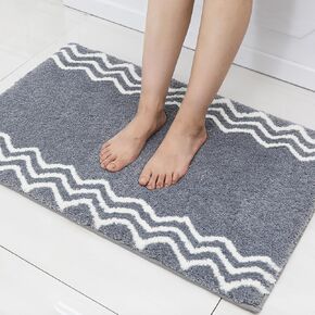 COSY HOMEER Extra Thick Bath Nursery Rugs for Bathroom - Anti-Slip Bath Mats Soft 100% Strong Polyester Rug Living Room Bedroom Home Mat Floor Water Absorbent (Grey,17x24 - Inches)