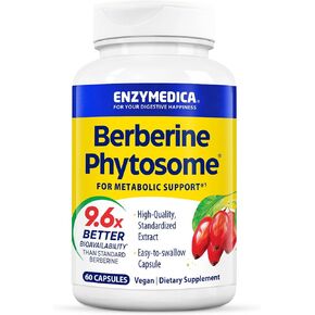 Enzymedica, Berberine Phytosome, 9.6X Better Bioavailability, High Potency Natural Vegan Dietary Supplement for Metabolic Support, 60 Capsules