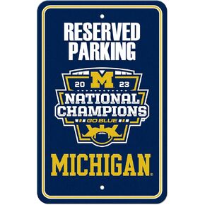 FANMATS Michigan 2023-24 National Champions Blue Parking Sign - 1.5 ft. X 1 ft.