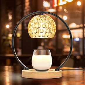 Candle Warmer Lamp, LITTAR Candle Wax Warmer Light with Timer, Dimmable Electric Candle Light, Candle Warmer Lantern with 2 Bulbs, Home Decor Lamp, Black