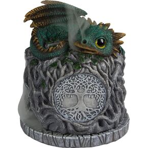 Kheops International Polyresin Cone Incense Burner - Baby Dragon with Tree of Life