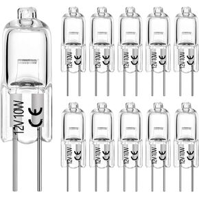 G4 Halogen Bulb T3 10 Watt 120lm G4 Bi-Pin Bulb AC/DC12 Volt for Under Cabinet Puck Light, Chandeliers, Track Lighting,10W 12V Warm White 2700K (10 Pack)