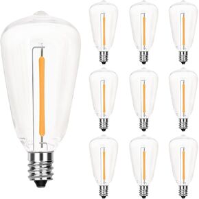 25Pack ST40 LED Replacement Light Bulbs,Vintage Edison Waterproof Shatterproof Dimmable E17 LED Bulbs for Indoor Outdoor Patio Wedding String Lights,0.6 Wat, Warm White, 2700K