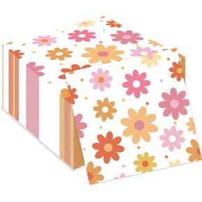 60 PCS Daisy Paper Napkins Groovy Daisy Boho Dinner Napkins Disposable Daisy Flower Decorative Party Napkin for Baby Shower Birthday Wedding Seasonal Holiday Party Supplies