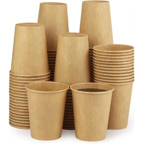 【100 Pack 8 oz】Kraft Paper Cups, Paper Coffee Cups 8 Oz Paper Cups Hot Cups Disposable Coffee Cups Compostable Cups Water Caps 8 Oz Paper Cups 8 Oz Paper Coffee Cups Paper Cups Paper Coffee Cups 8 Oz