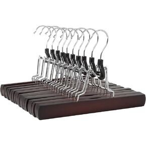 Amazon Basics Wooden Pants Hangers - Cherry, 10-Pack
