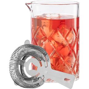 OGGI Cocktail Mixing Glass & Strainer Set - Elegant Bar Mixing Set with 16oz Glass Beaker, Essential Mixology Bartender Kit, Old Fashioned Kit, Includes Stainless Steel Hawthorne Strainer