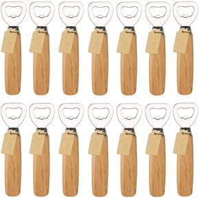 Bartender Bottle Openers, Beer Bottle Openers, Cider, Soft Drinks -Wood Handle Handheld (set of 14)