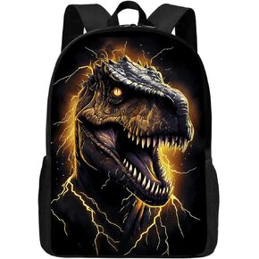 Huke Kids Dinosaur Backpack for Boys Girls, Unique Crazy Dino Print Backpack, Kids Children Black Gold Dinosaur Bookbags, Elementary Middle High College Students Shoulder Backpack,17 Inch