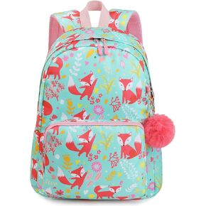 Fox Backpack for Girls, Kids Preschool Kindergarten Backpacks, Cute Toddler Bookbag, School Bag for Elementary Back to School with Plush Pendant Decoration