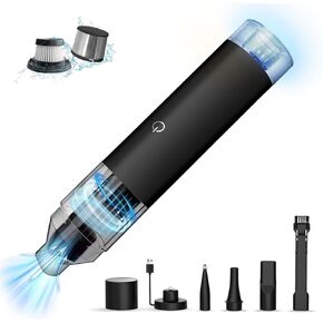 Cordless Vacuum Cleaner Handheld, 16000Pa Handheld Vacuum, Rechargeable Car Vacuum Cleaner with LED Light for Car, Office, Home and Pet Hair (Black)