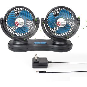 Portable Desktop Office Fan 4 Inch Dual Head Desk Fan, Dormitory Fan, Brushless Motor High/Low Speed Dual Head Fan with AC/DC Adapter for Home/Office/Dormitory in Kuwait