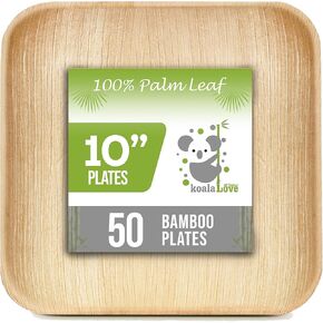 Palm Leaf Plates Bamboo Plates Disposable 7 Inch Biodegradable Compostable Plates Best Alternative To Wooden Plastic Paper Plates By KoalaLove (25 plates)