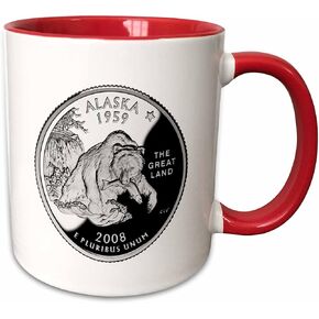 3dRose mug_56884_4 "Alaska Collectible Quarter" Two Tone Black Mug, 11 oz, Multicolor