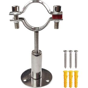 Wall Mount Ceiling Pipe Support 304 Stainless Steel Adjustable Ceiling Pipe Bracket Clamp Pipe Straps Fit for Dia 38mm 1-1/4 inch Pipe Tube with Screws
