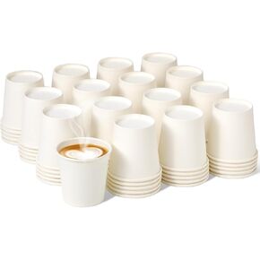 Fit Meal Prep 100 Pack 20 oz Disposable Paper Coffee Cups, Premium Hot Cups for Hot/Cold Beverage, Durable Thickened White Paper Cup Bulk for Party, Office, Bussines, Cafes, Bistros, Daily Use